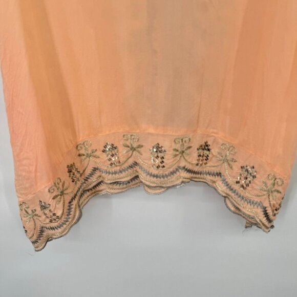 Soft Surroundings Peach gold Catalina Embroidered Tunic Top  Boho short sleeve - Picture 12 of 12